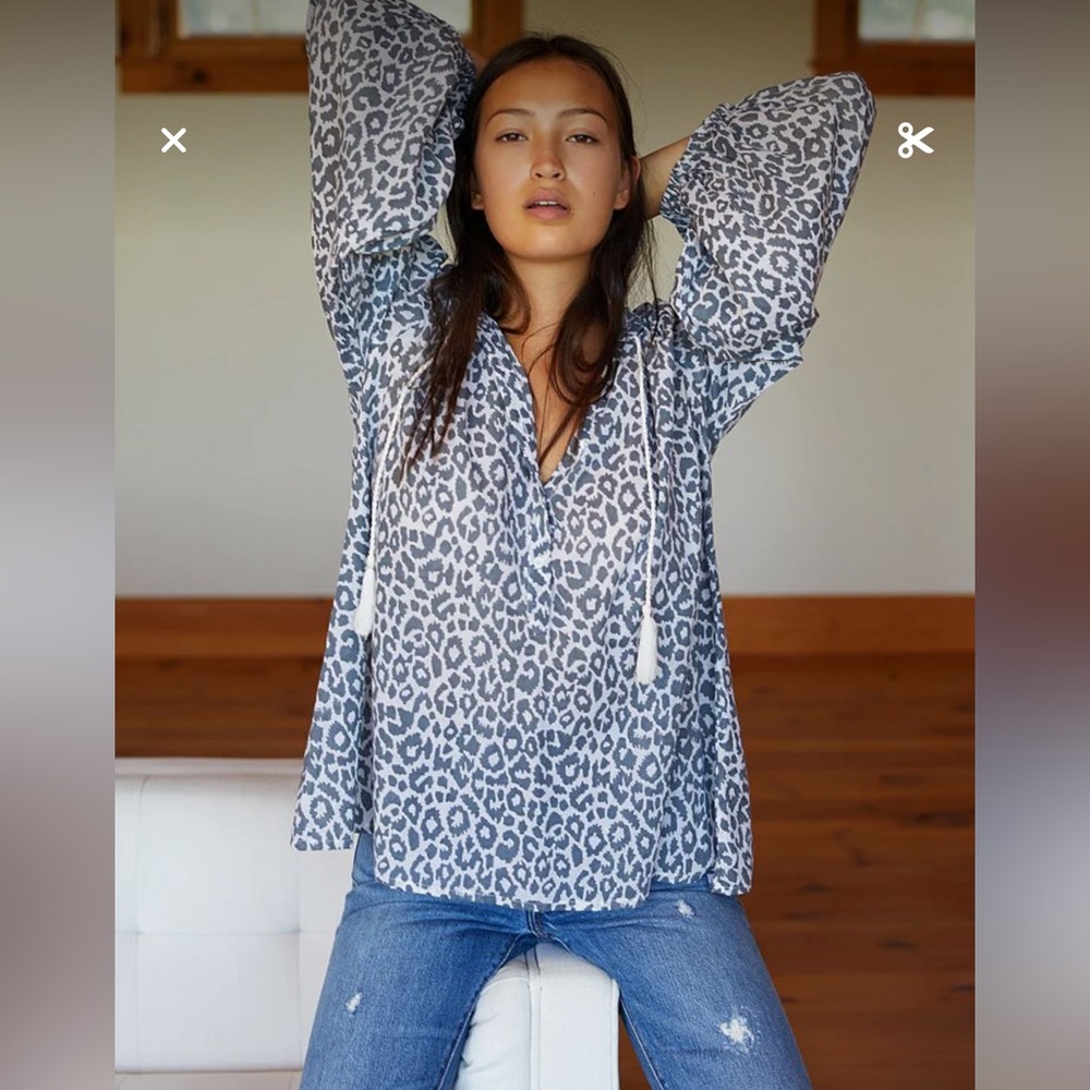 Emerson Fry Bardot Top- Leopard Print Women's Top - Black and White - Picture 6 of 6